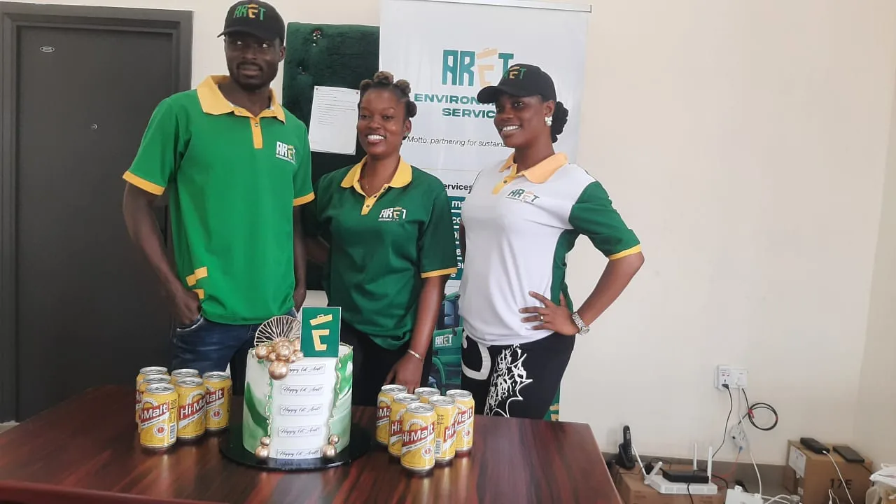ARET team members in company colours at the ARET office